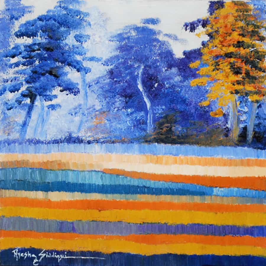 Ayesha Sidduiqui Landscape Paintings 12 x 12 Clifton Art Gallery